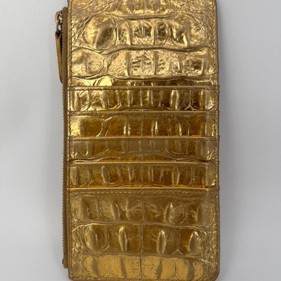 Chanel Gold Crocodile Embossed Calfskin Flat Wallet Pouch - Picture 2 of 6